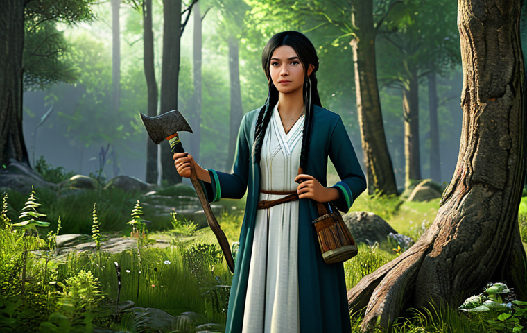 A professional, fully clothed female Shai character from Black Desert Online, dressed in modest, appropriate attire, skillfully gathering diverse natural resources. She holds a simple, professional-grade gathering tool. The scene is a lush, verdant forest under clear daylight, with ancient trees and wild herbs. Professional photography, high-resolution, vibrant colors, soft natural lighting. safe for work, appropriate content, fully clothed, professional, modest, perfect anatomy, correct proportions, natural pose, well-formed hands, proper finger count, natural body proportions.