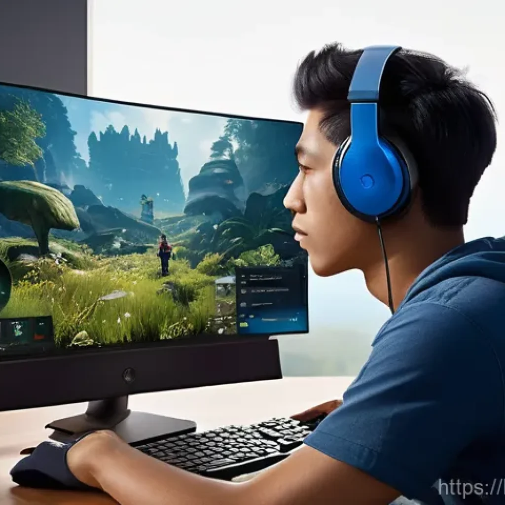 검은사막 스팀 계정 연동법 - **Prompt:** "A vibrant illustration of a young adult gamer, fully clothed in a comfortable t-shirt a...