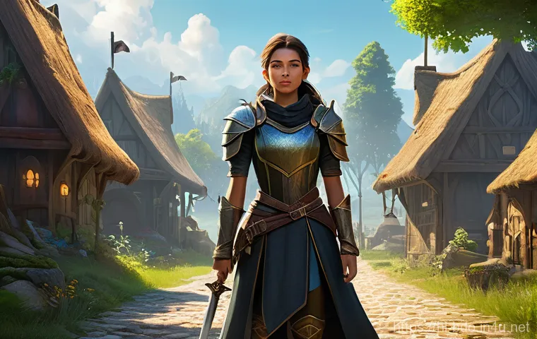 검은사막 신규 유저 적응법 - **Prompt:** A determined, young female adventurer, dressed in practical yet stylish fantasy armor (c...