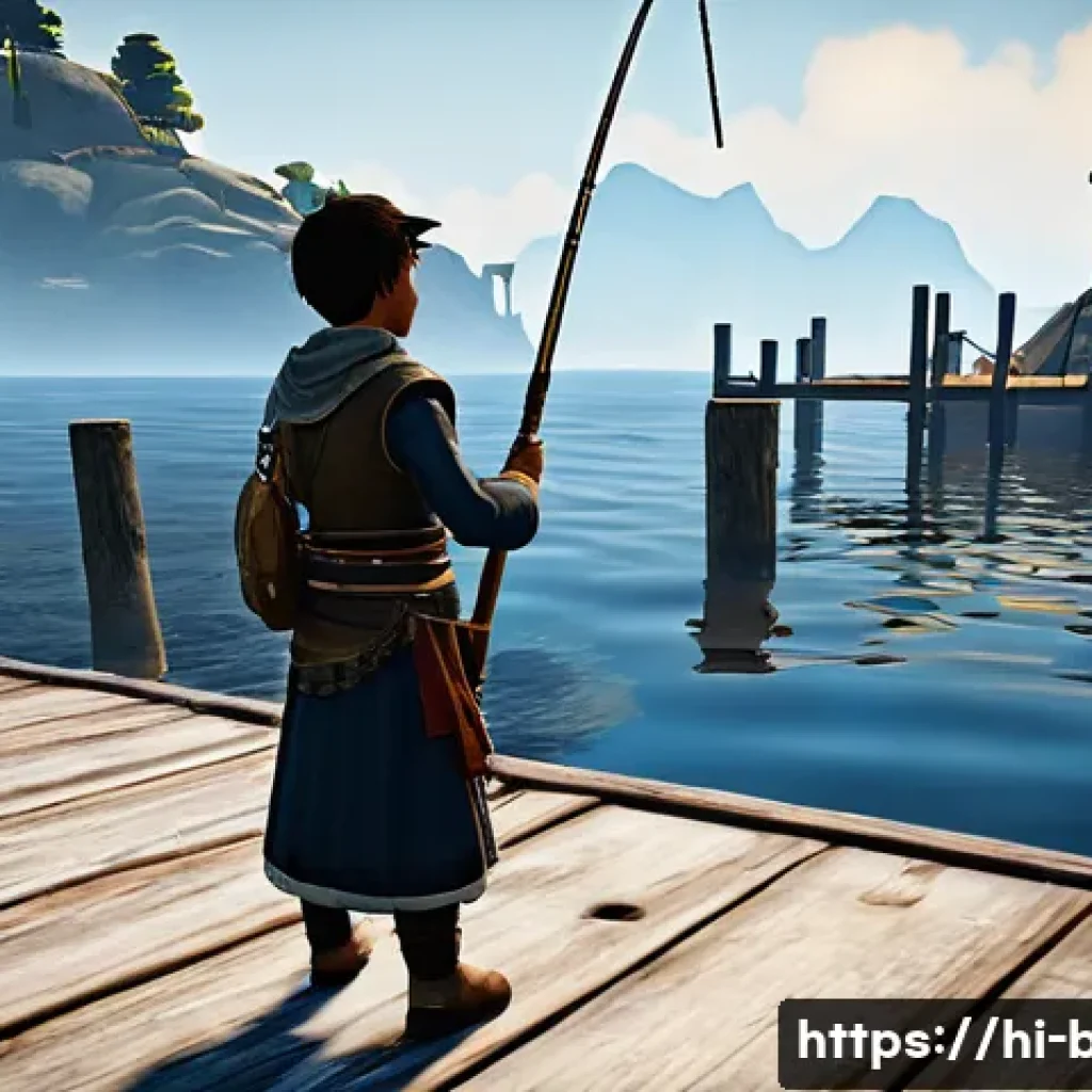 검은사막 낚시 레벨 올리는 팁 - **Prompt 1: "The Rookie Fisher at Velia Docks"**
A young, determined male or female Black Desert...